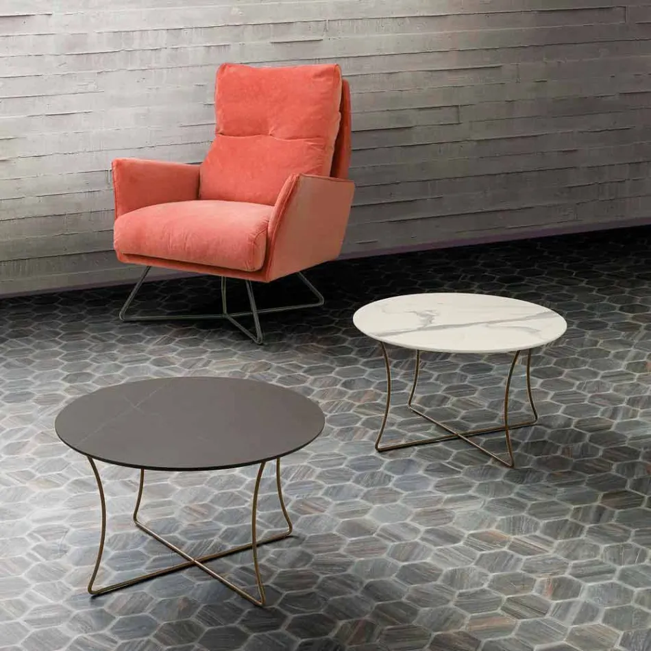 طاولة قهوة من المعدن المطلي مع سطح من Hpl صنع في إيطاليا - نومبو Viadurini