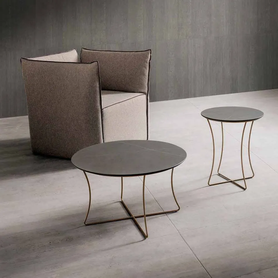 طاولة قهوة من المعدن المطلي مع سطح من Hpl صنع في إيطاليا - نومبو Viadurini