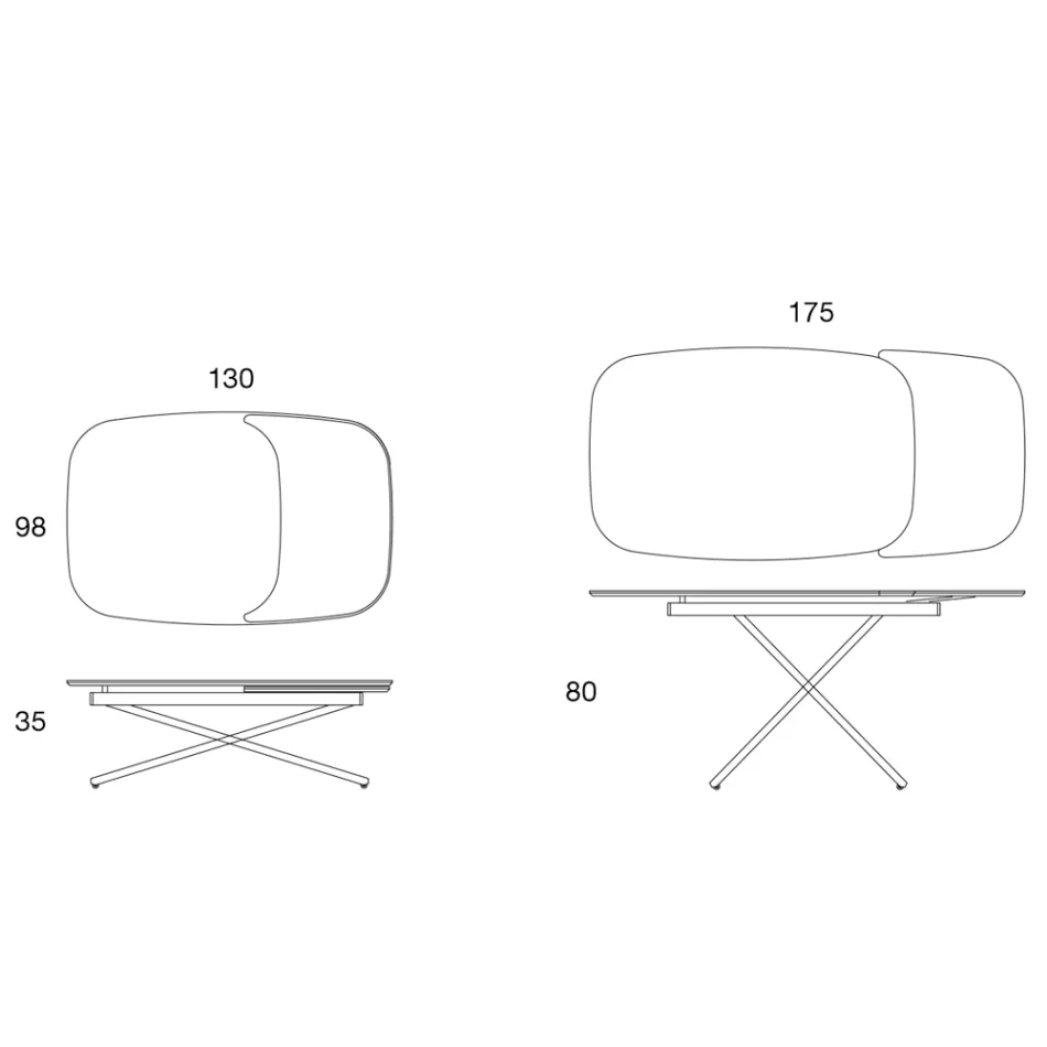 طاولة قهوة قابلة للتحويل والتمديد مصنوعة من المعدن والسيراميك - جيوكو Viadurini