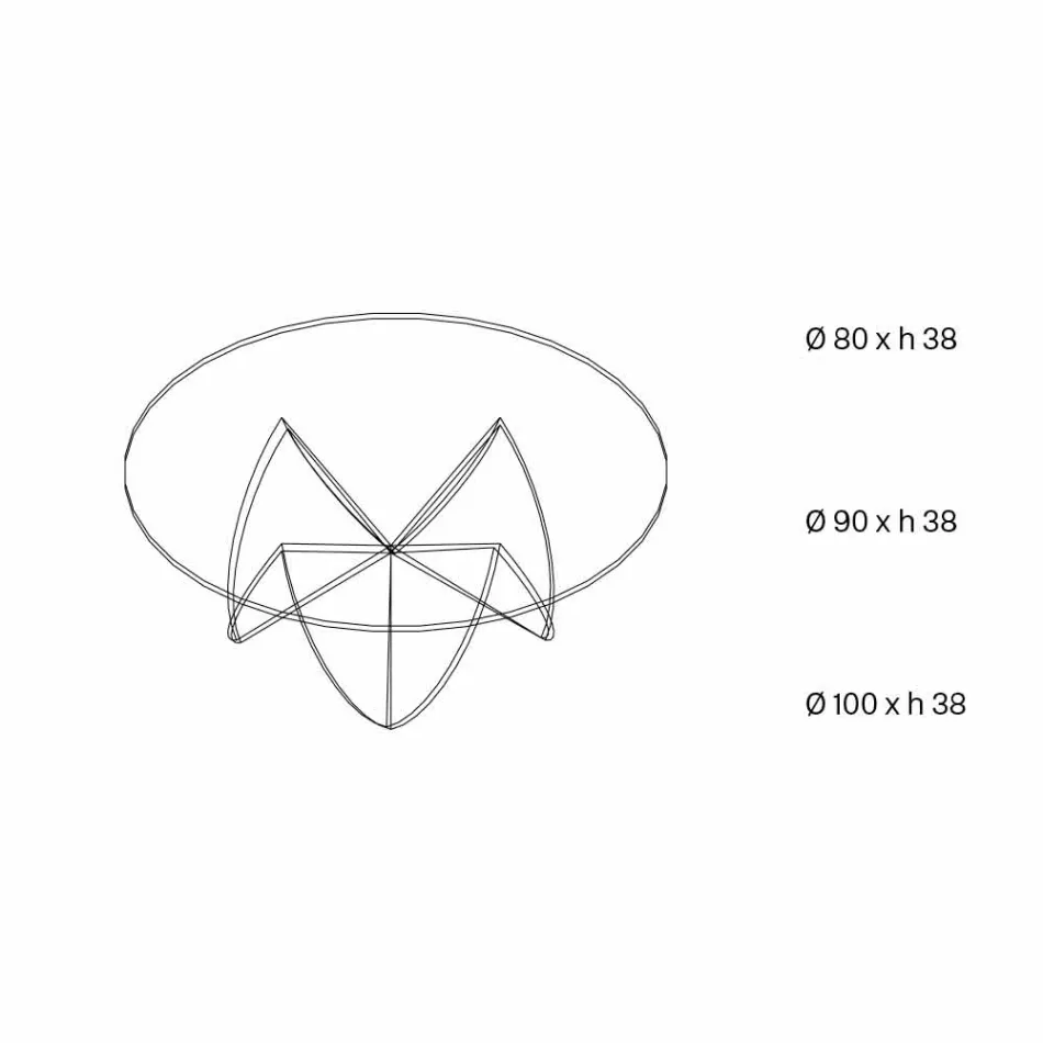طاولة قهوة لغرفة المعيشة مع زهرة زجاجية شفافة وقاعدة حمضية، 3 أحجام - فيوريلا Viadurini