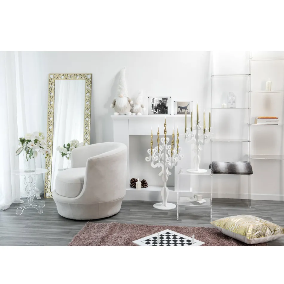 طاولة قهوة دائرية بيضاء، قطر 50 سم، تصميم عصري من جانيس، صنع في إيطاليا Viadurini