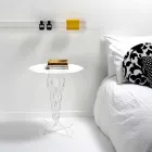 طاولة قهوة دائرية بيضاء قطر 50 سم تصميم عصري من جانيس، صنع في إيطاليا Viadurini