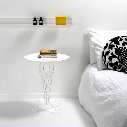 طاولة قهوة دائرية بيضاء قطر 50 سم تصميم عصري من جانيس، صنع في إيطاليا Viadurini