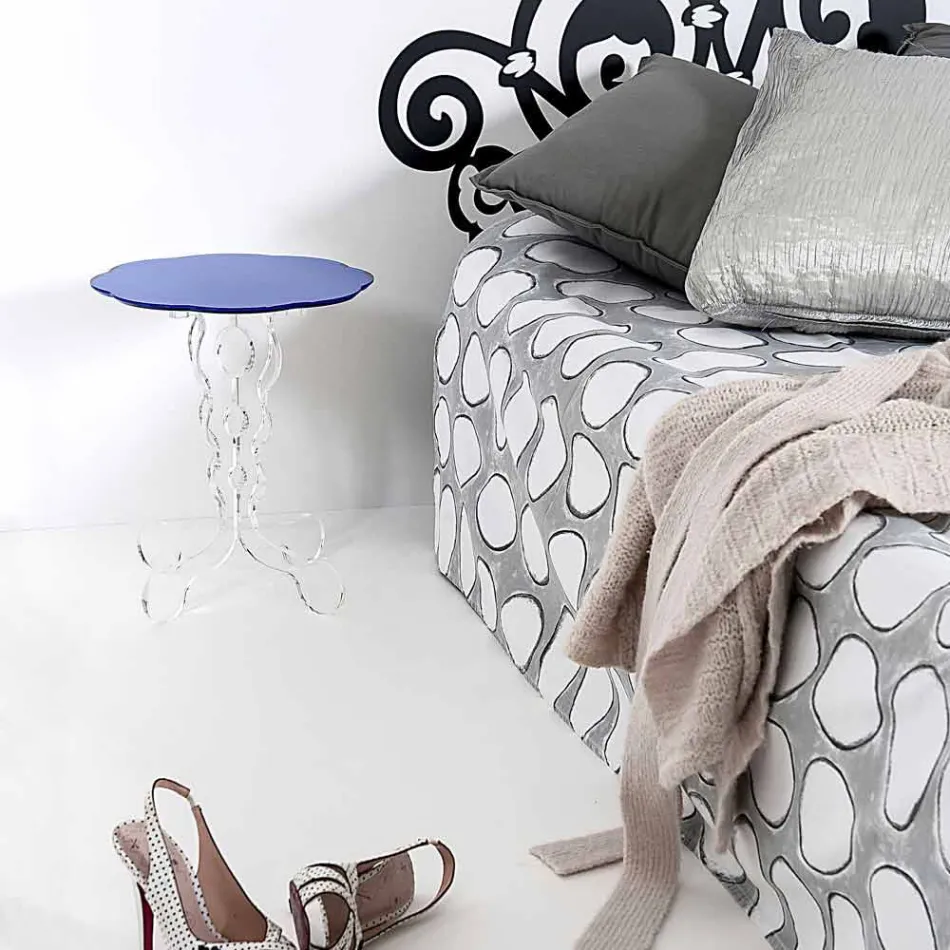 طاولة قهوة دائرية زرقاء قطر 36 سم تصميم عصري من جانيس، صنع في إيطاليا Viadurini