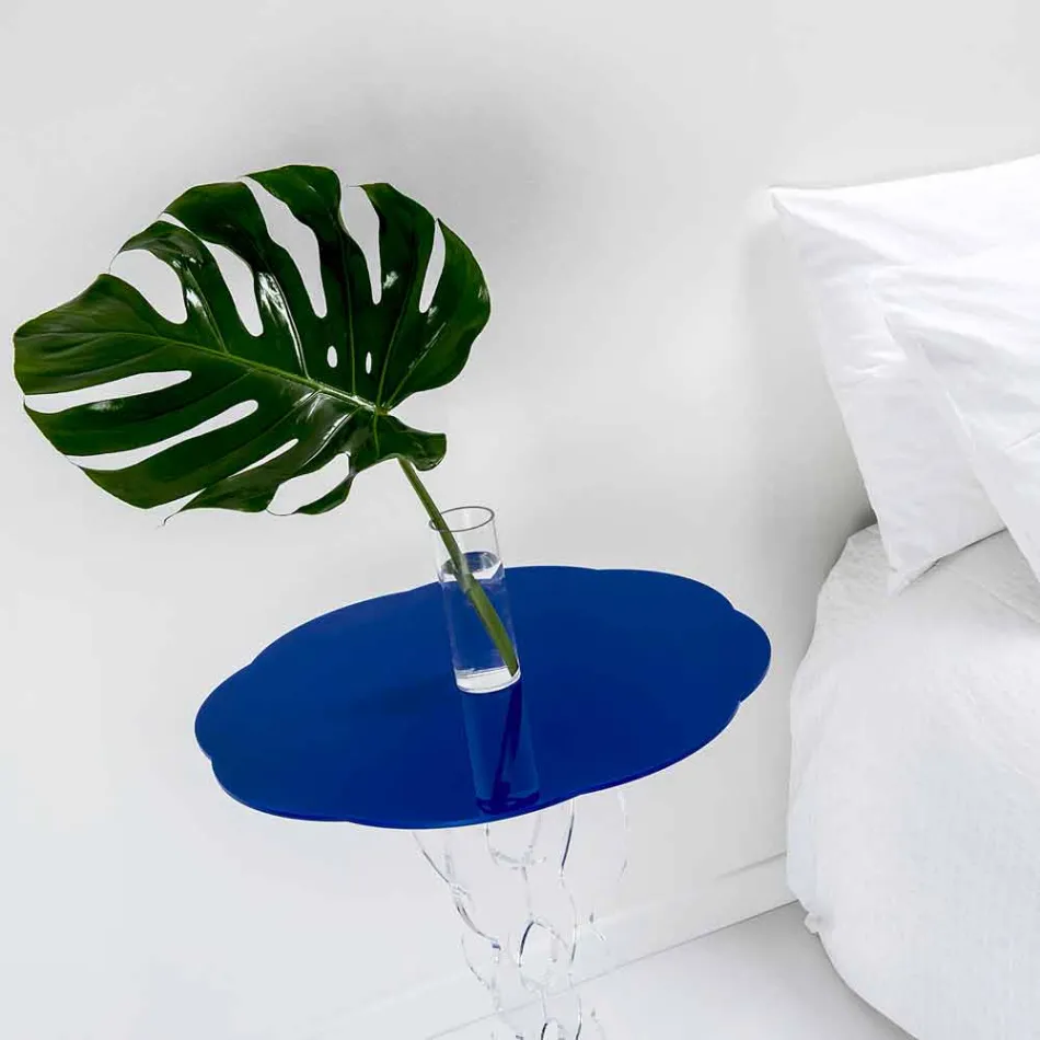 طاولة قهوة دائرية زرقاء قطر 50 سم تصميم عصري من جانيس، صنع في إيطاليا Viadurini