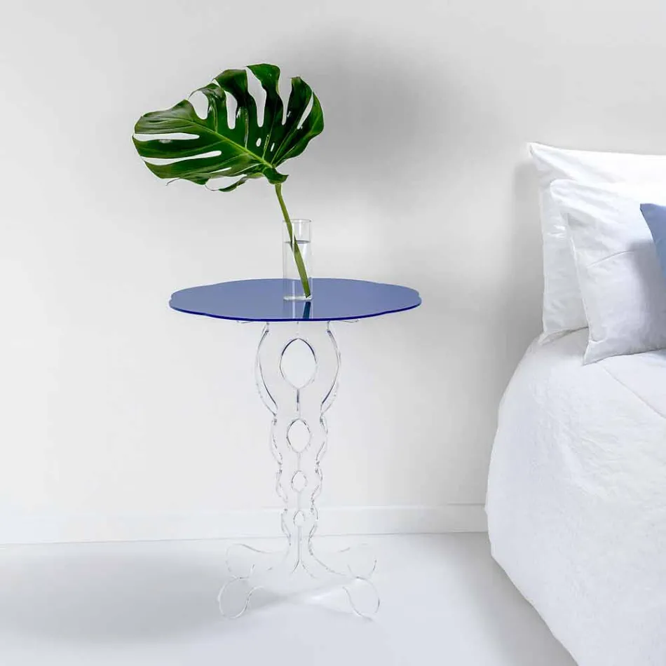 طاولة قهوة دائرية زرقاء قطر 50 سم تصميم عصري من جانيس، صنع في إيطاليا Viadurini