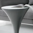 طاولة قهوة دائرية على شكل قارب من المعدن والزجاج المحفور - ألواح خشبية Viadurini