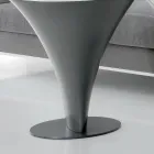 طاولة قهوة دائرية على شكل قارب من المعدن والزجاج المحفور - ألواح خشبية Viadurini