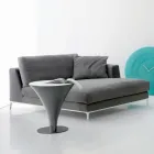 طاولة قهوة دائرية على شكل قارب من المعدن والزجاج المحفور - ألواح خشبية Viadurini