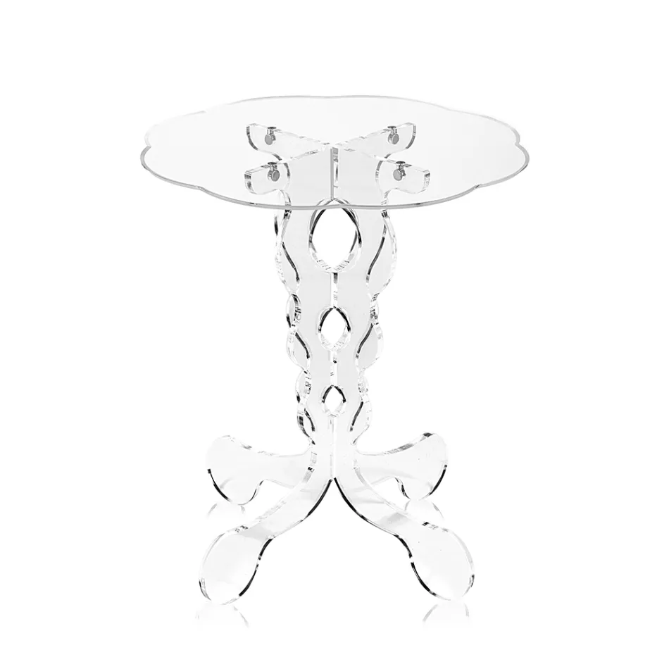 طاولة قهوة دائرية من زجاج شبكي شفاف، مقاسين - فوسفوري Viadurini