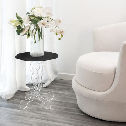 طاولة قهوة دائرية سوداء قطر 36 سم تصميم عصري من جانيس، صنع في إيطاليا Viadurini