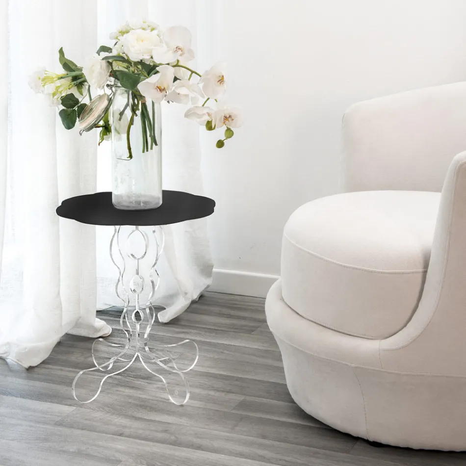 طاولة قهوة دائرية سوداء قطر 36 سم تصميم عصري من جانيس، صنع في إيطاليا Viadurini