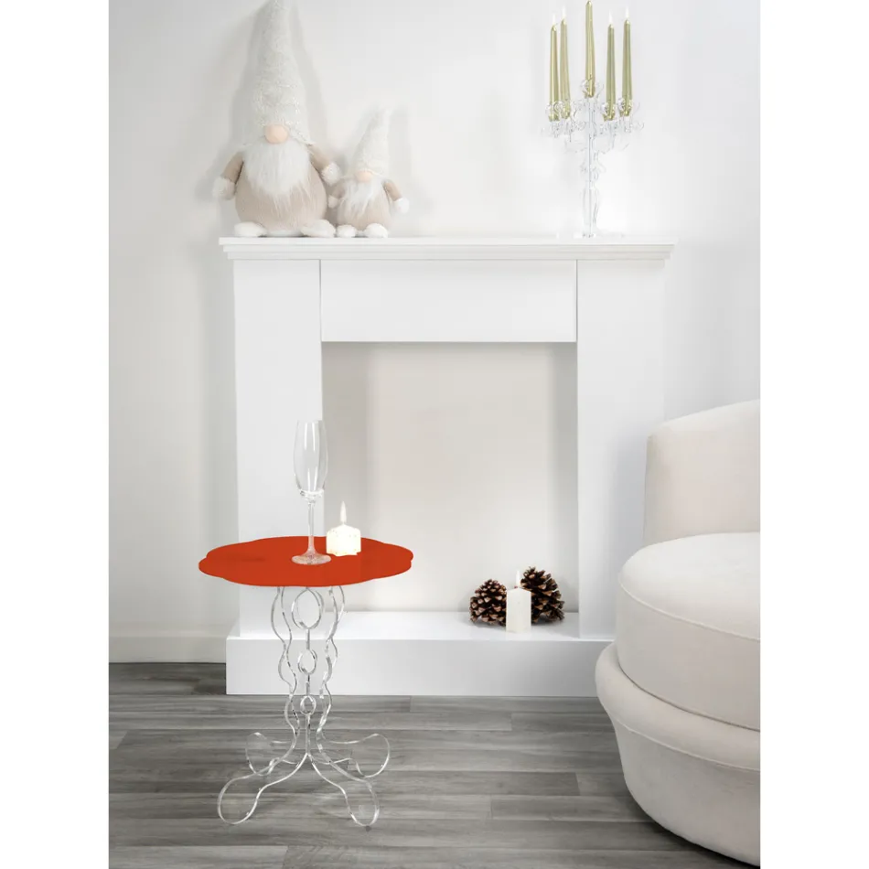 طاولة قهوة دائرية حمراء قطر 50 سم تصميم جانيس الحديث، صنع في إيطاليا Viadurini