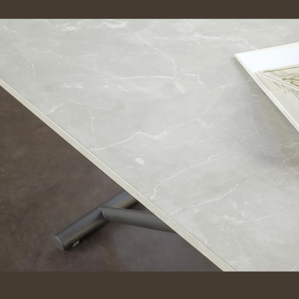 طاولة قهوة قابلة للتحويل مع ارتفاع قابل للتعديل حتى 82 سم صنع في إيطاليا - عجلة Viadurini