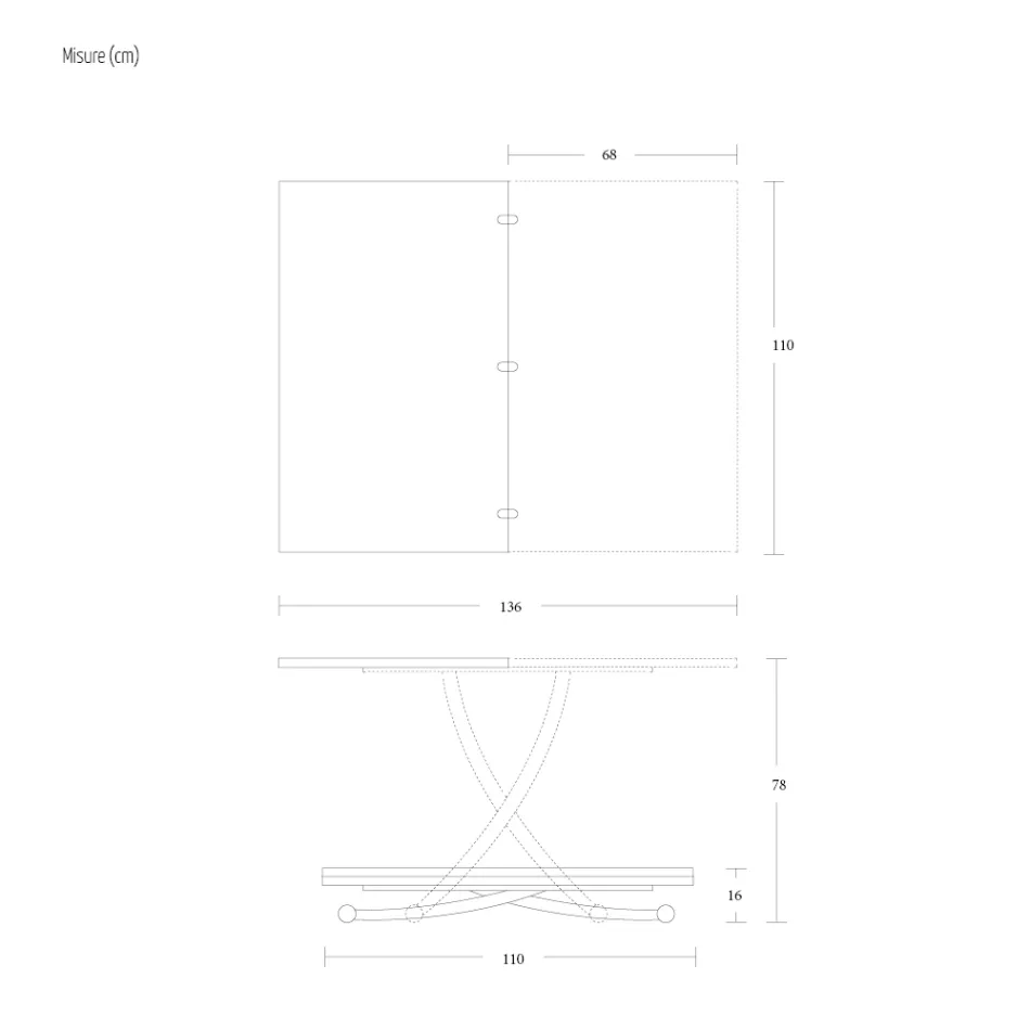 طاولة قهوة قابلة للتحويل بتصميم معدني وسيراميكي، صنع في إيطاليا - زحل Viadurini