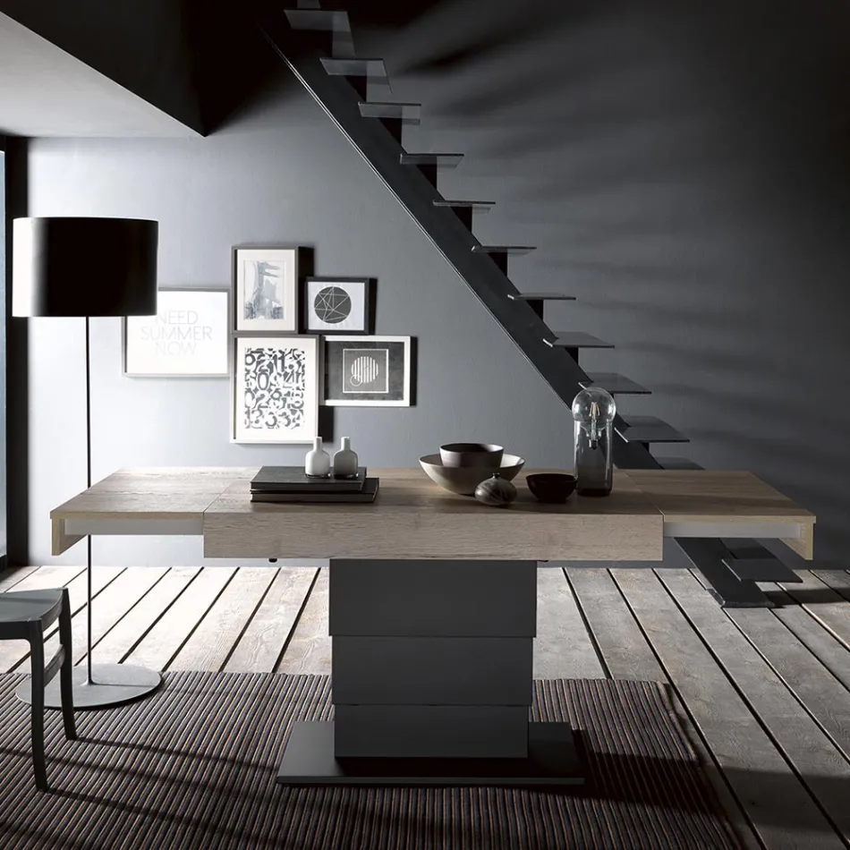 طاولة قهوة قابلة للتحويل إلى طاولة طعام خشبية مصنوعة في إيطاليا - بولار Viadurini