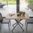 طاولة قهوة قابلة للتحويل إلى طاولة طعام بسطح خشبي وقاعدة معدنية - لون خوخي Viadurini