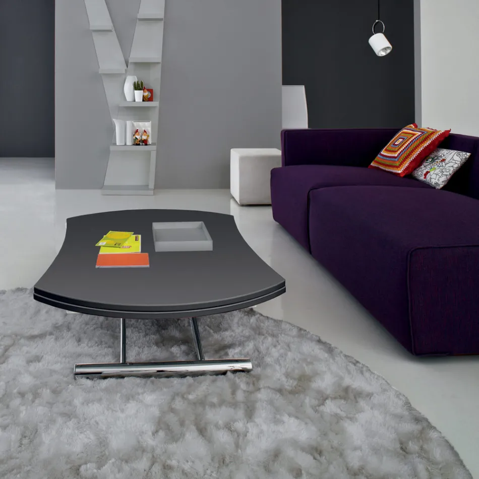 طاولة قهوة قابلة للتحويل مصنوعة من المعدن والزجاج - جيوردانا Viadurini