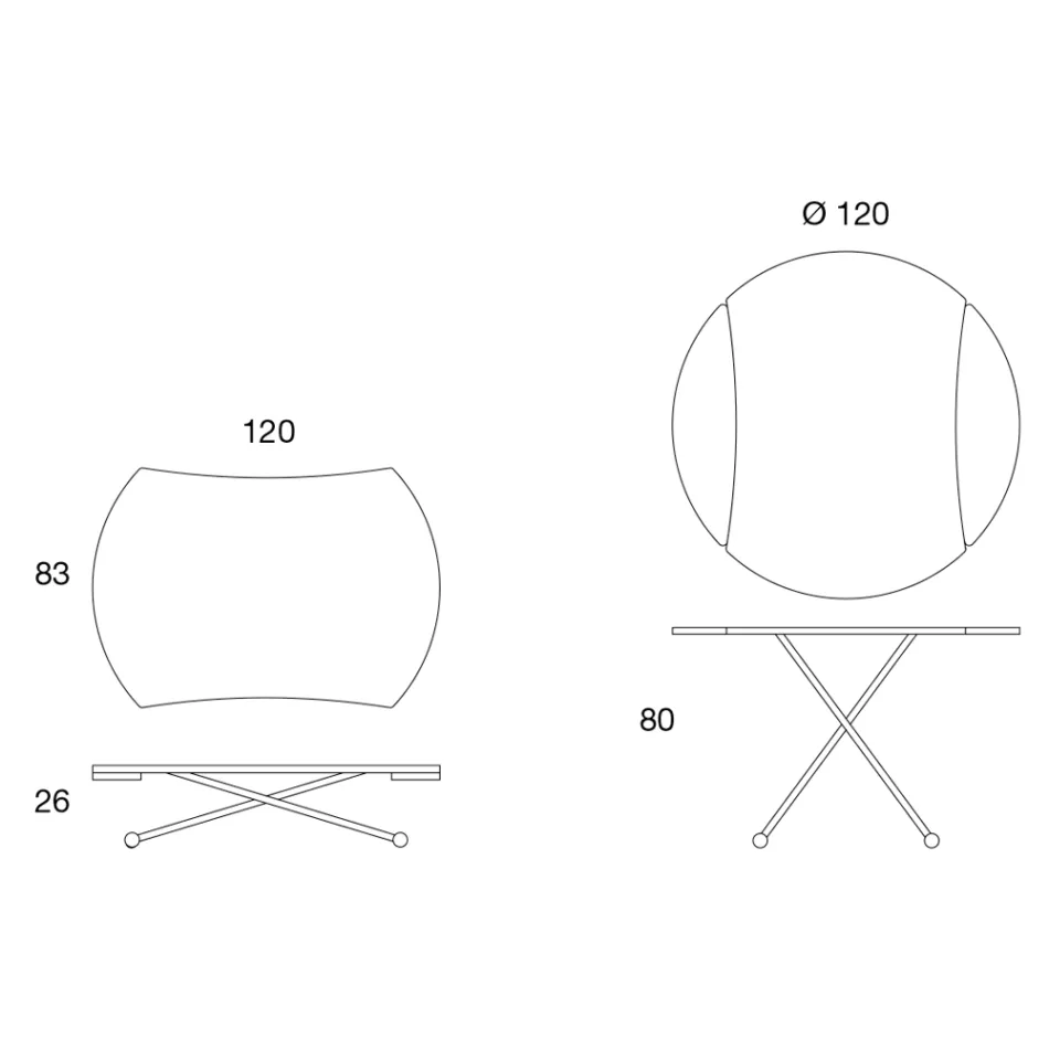طاولة قهوة قابلة للتحويل مصنوعة من المعدن والزجاج - جيوردانا Viadurini