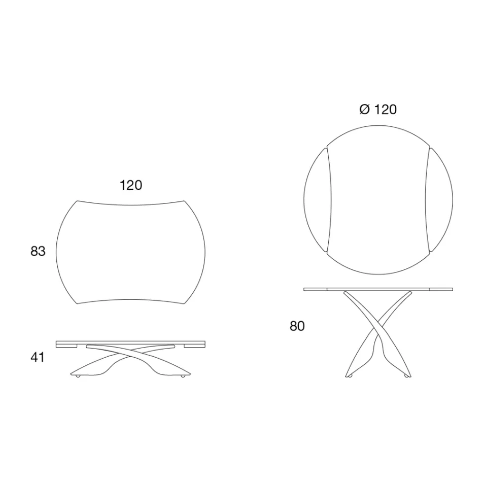 طاولة قهوة قابلة للتحويل مصنوعة من المعدن والزجاج - طاولة غرفة المعيشة - جيوردانو Viadurini