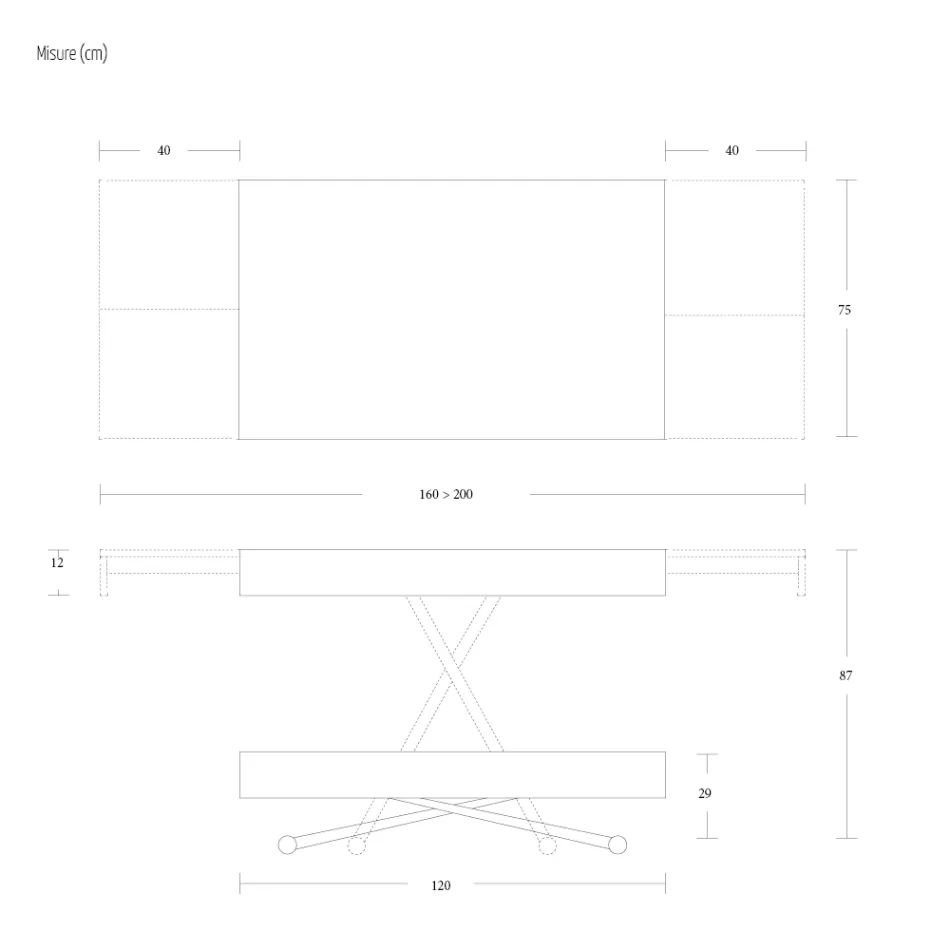 طاولة قهوة قابلة للتحويل مصنوعة من المعدن والخشب في إيطاليا - بولاريس Viadurini