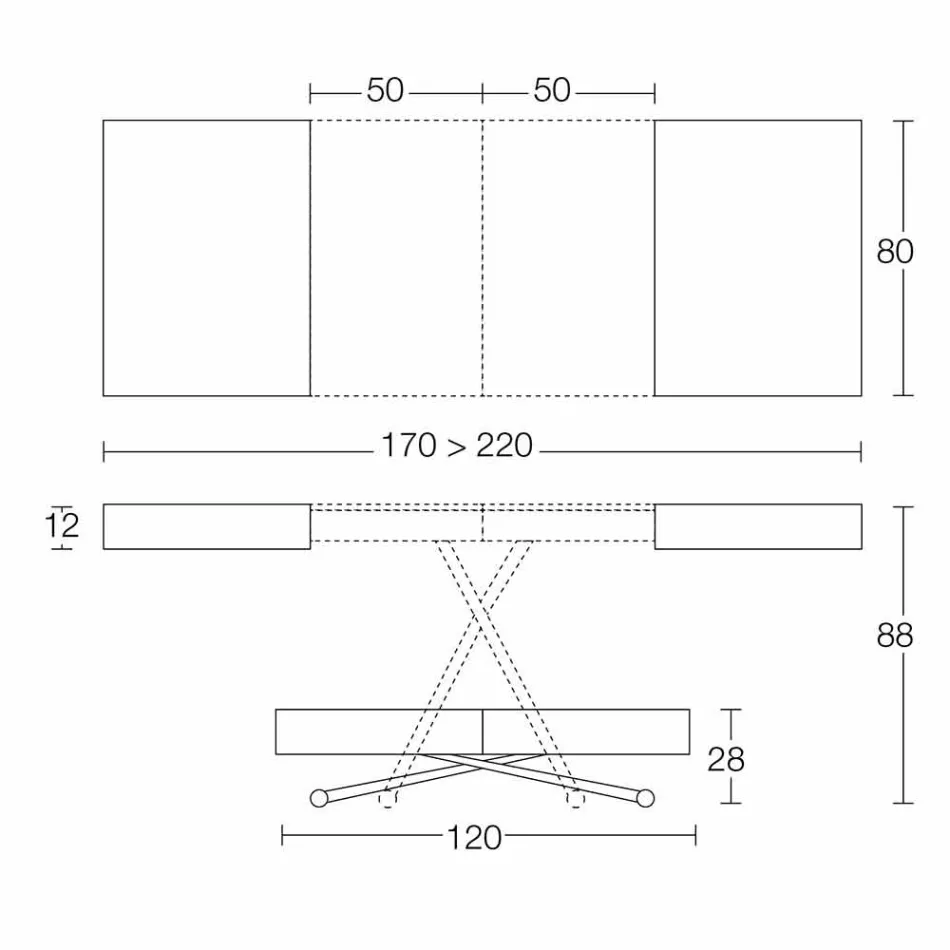 طاولة قهوة عصرية قابلة للتحويل بسطح بتصميم مالطا، صنع في إيطاليا - باتروكلس Viadurini