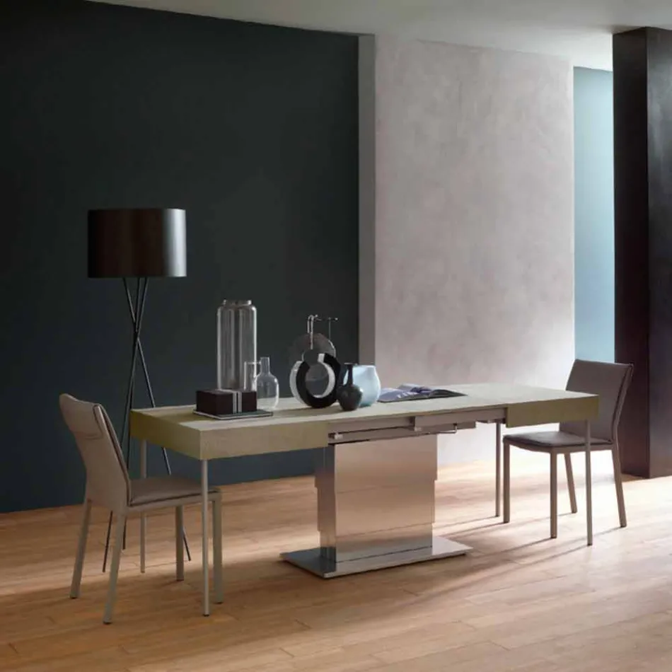 طاولة قهوة عصرية قابلة للتحويل مع سطح بتأثير الملاط، صنع في إيطاليا - سالومون Viadurini