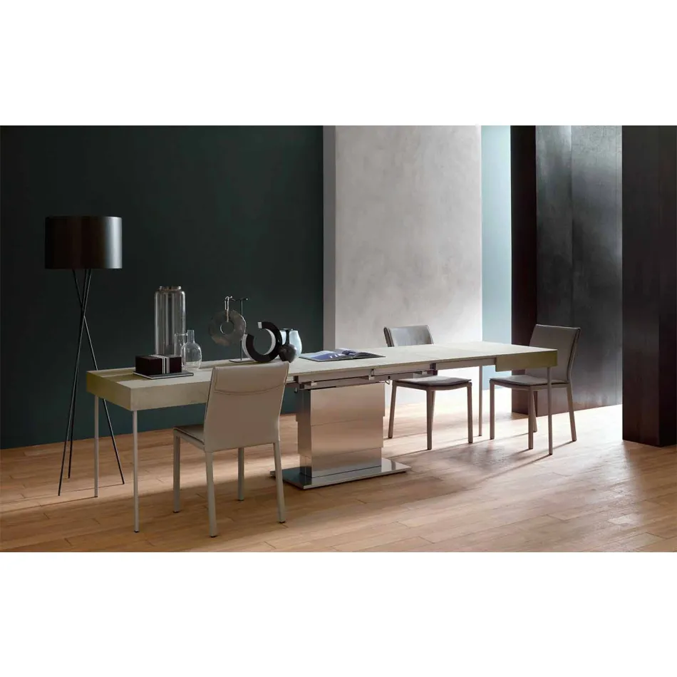 طاولة قهوة عصرية قابلة للتحويل مع سطح بتأثير الملاط، صنع في إيطاليا - سالومون Viadurini