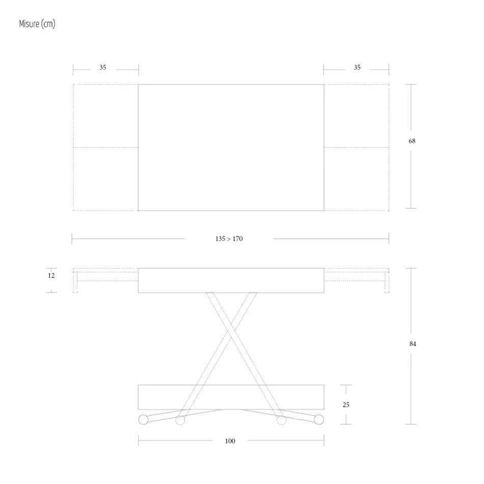 طاولة قهوة حديثة قابلة للتحويل مصنوعة من المعدن والخشب في إيطاليا - يونيفرس Viadurini