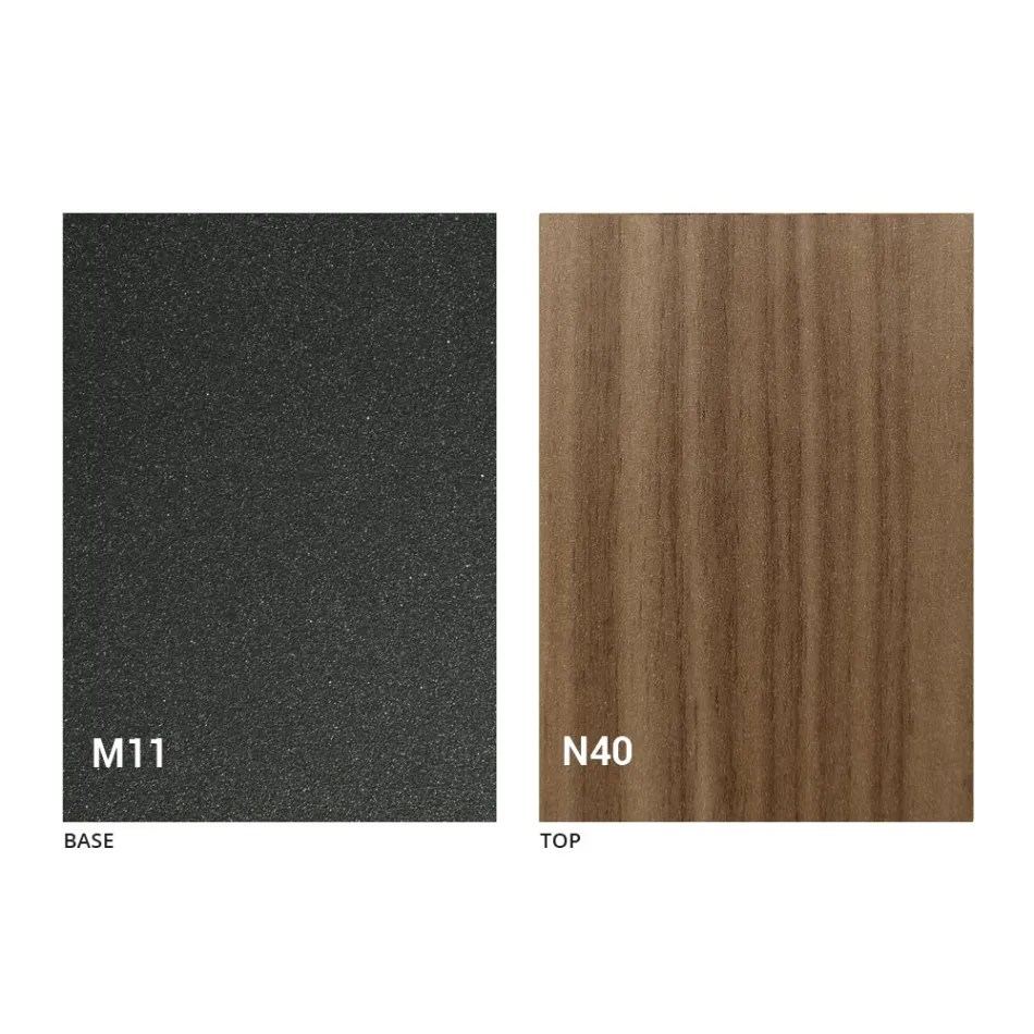 طاولة قهوة عصرية قابلة للتحويل مصنوعة من معدن الجرافيت وسطح خشبي - Sistocle Viadurini