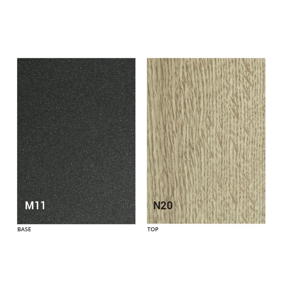 طاولة قهوة عصرية قابلة للتحويل مصنوعة من معدن الجرافيت وسطح خشبي - Sistocle Viadurini