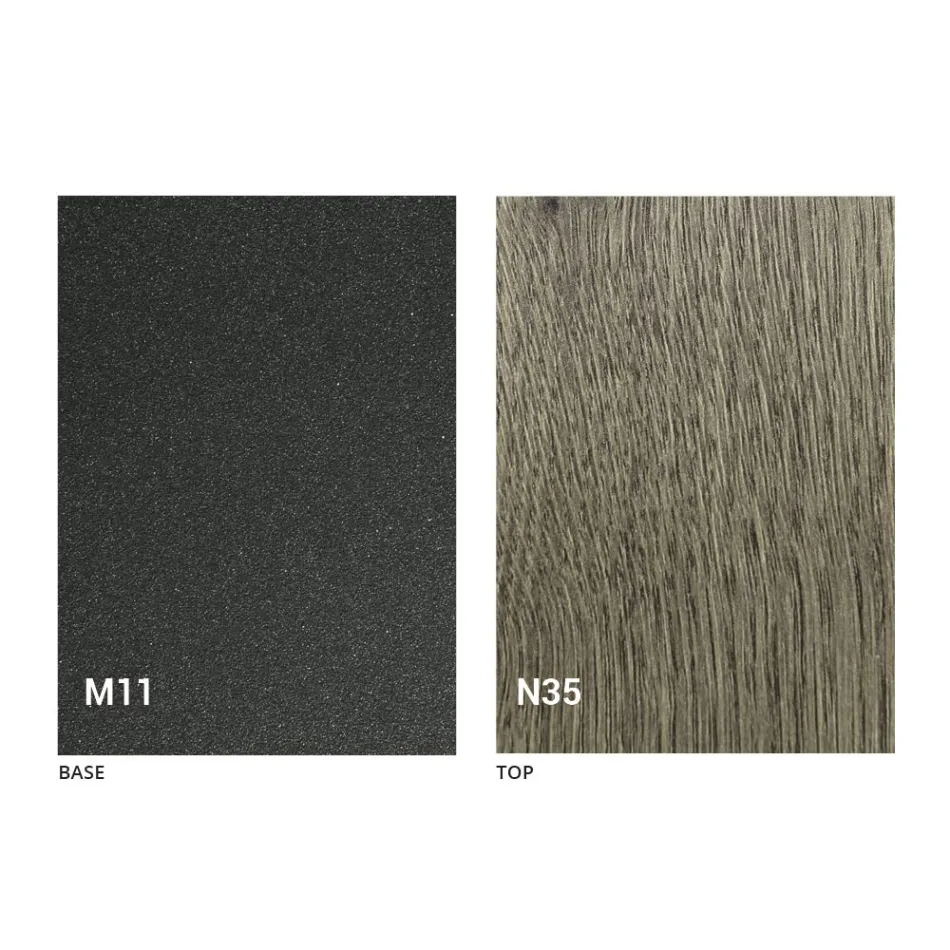 طاولة قهوة عصرية قابلة للتحويل مصنوعة من معدن الجرافيت وسطح خشبي - Sistocle Viadurini