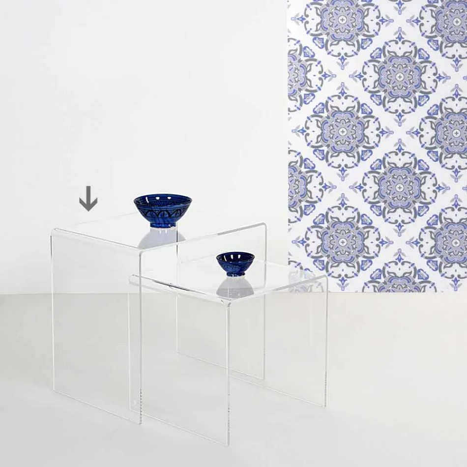 خزانة جانبية صغيرة شفافة معاصرة مقاس 50×50 سم، مصنوعة في إيطاليا Viadurini