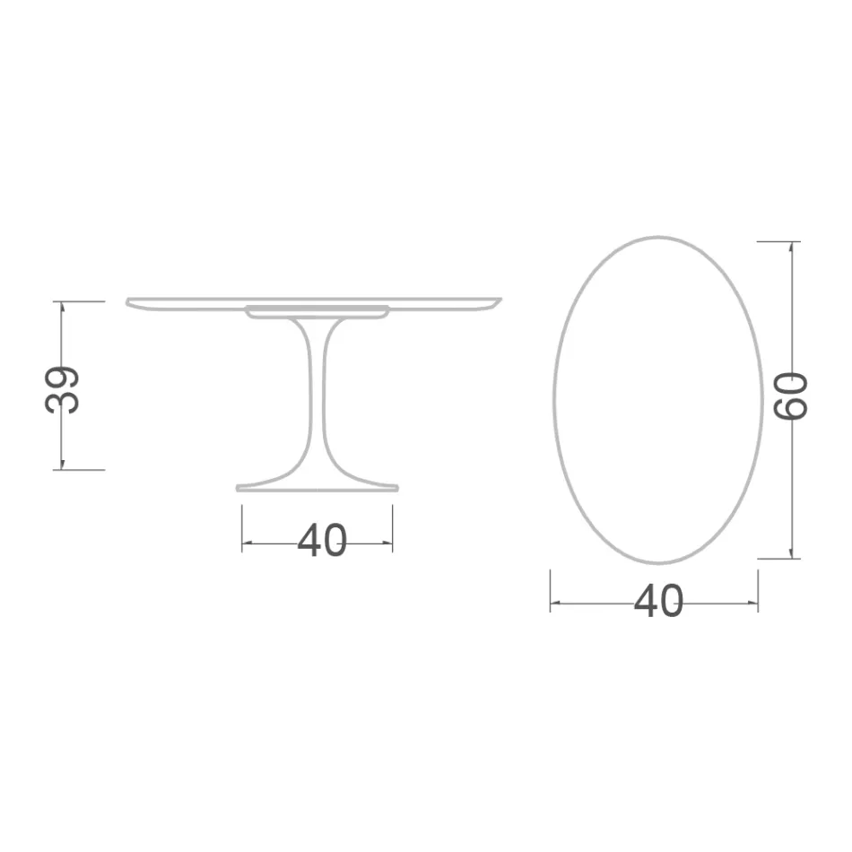طاولة قهوة توليب من إيرو سارينن H 39 بيضاوية من مادة مغلفة سائلة سوداء، صنعت في إيطاليا - قرمزي Viadurini