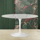 طاولة قهوة توليب من طراز Eero Saarinen H 41 بسطح بيضاوي من رخام كارارا ستاتواريتو Viadurini
