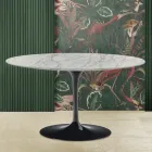 طاولة قهوة توليب من طراز Eero Saarinen H 41 بسطح بيضاوي من رخام كارارا ستاتواريتو Viadurini