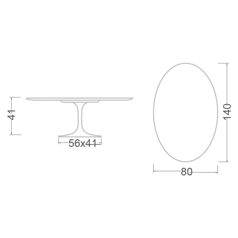 طاولة قهوة توليب من إيرو سارينين H 41 بيضاوية الشكل مع صفائح سائلة سوداء - سطح قرمزي Viadurini
