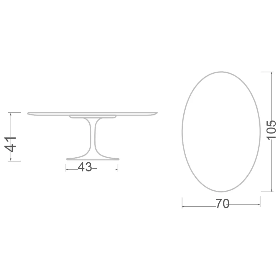 طاولة قهوة بيضاوية من طراز Eero Saarinen H 41 مصنوعة من السيراميك الرمادي الحجري في إيطاليا - قرمزي Viadurini