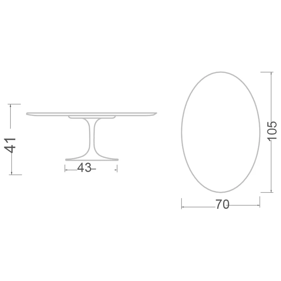 طاولة قهوة توليب من إيرو سارينن H 41 بيضاوية من السيراميك من ريم، صنع في إيطاليا - قرمزي Viadurini