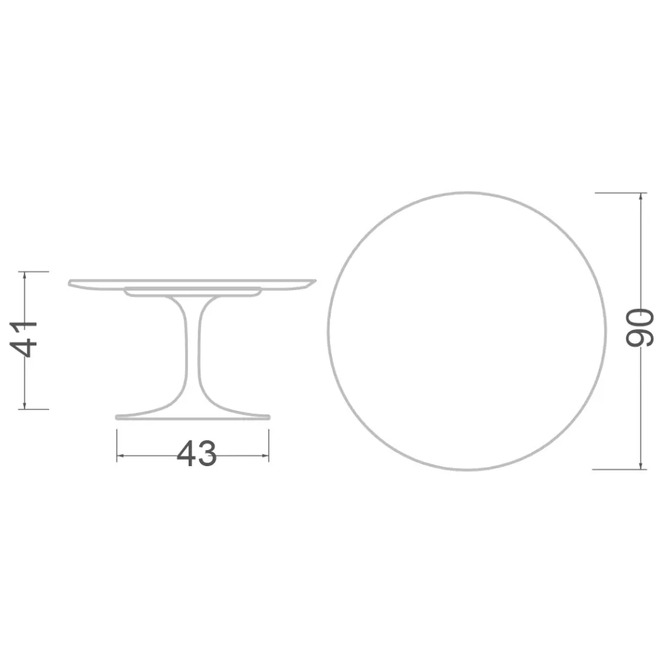 طاولة قهوة توليب سارينن H 41 مع سطح من اللامينيت السائل الأبيض، صنع في إيطاليا - قرمزي Viadurini