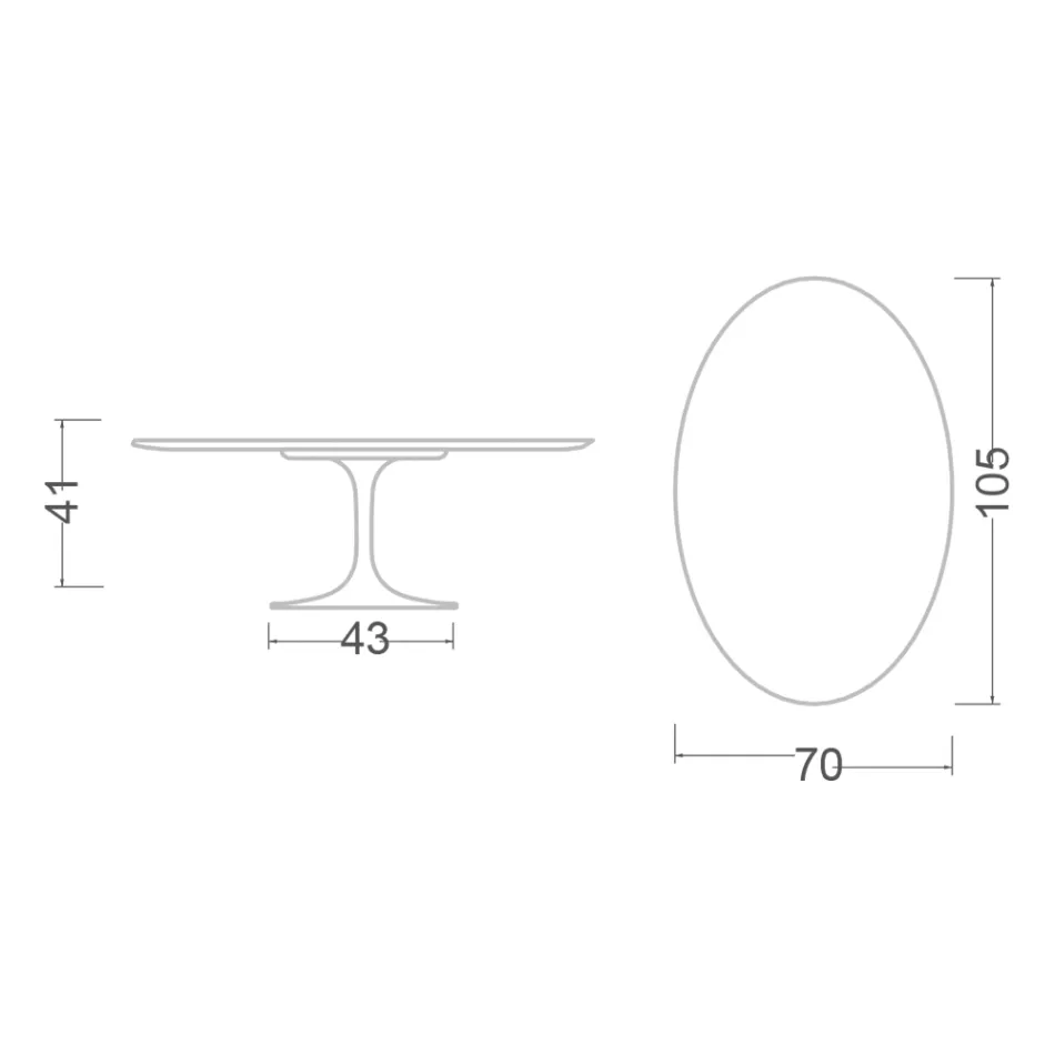 طاولة قهوة توليب سارينن H 41 ذات سطح بيضاوي من مادة تغليف سائلة سوداء، صنع في إيطاليا - قرمزي Viadurini
