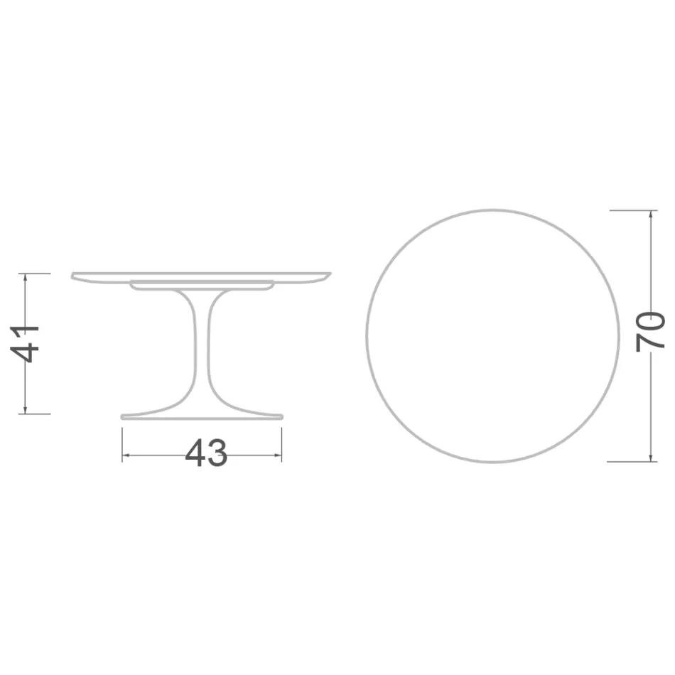 طاولة قهوة توليب سارينن H 41 مع سطح دائري من الرخام الذهبي كاراكاتا Viadurini