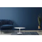 طاولة قهوة توليب سارينن H 41 بيضاوية بيضاء من صفائح سائلة، صنعت في إيطاليا - قرمزي Viadurini