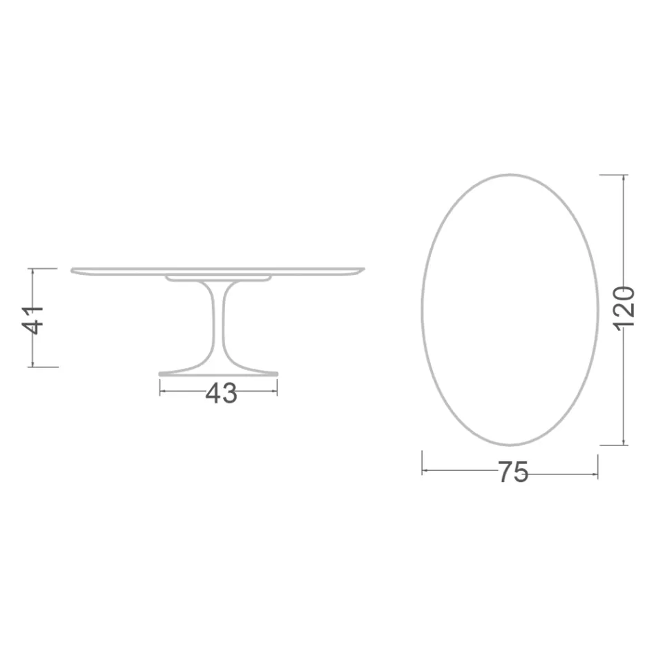 طاولة قهوة توليب سارينن H 41 بيضاوية بيضاء من صفائح سائلة، صنعت في إيطاليا - قرمزي Viadurini