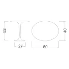 طاولة قهوة توليب سارينن H 52 مع سطح بيضاوي من مادة مغلفة سائلة سوداء، صنع في إيطاليا - قرمزي Viadurini