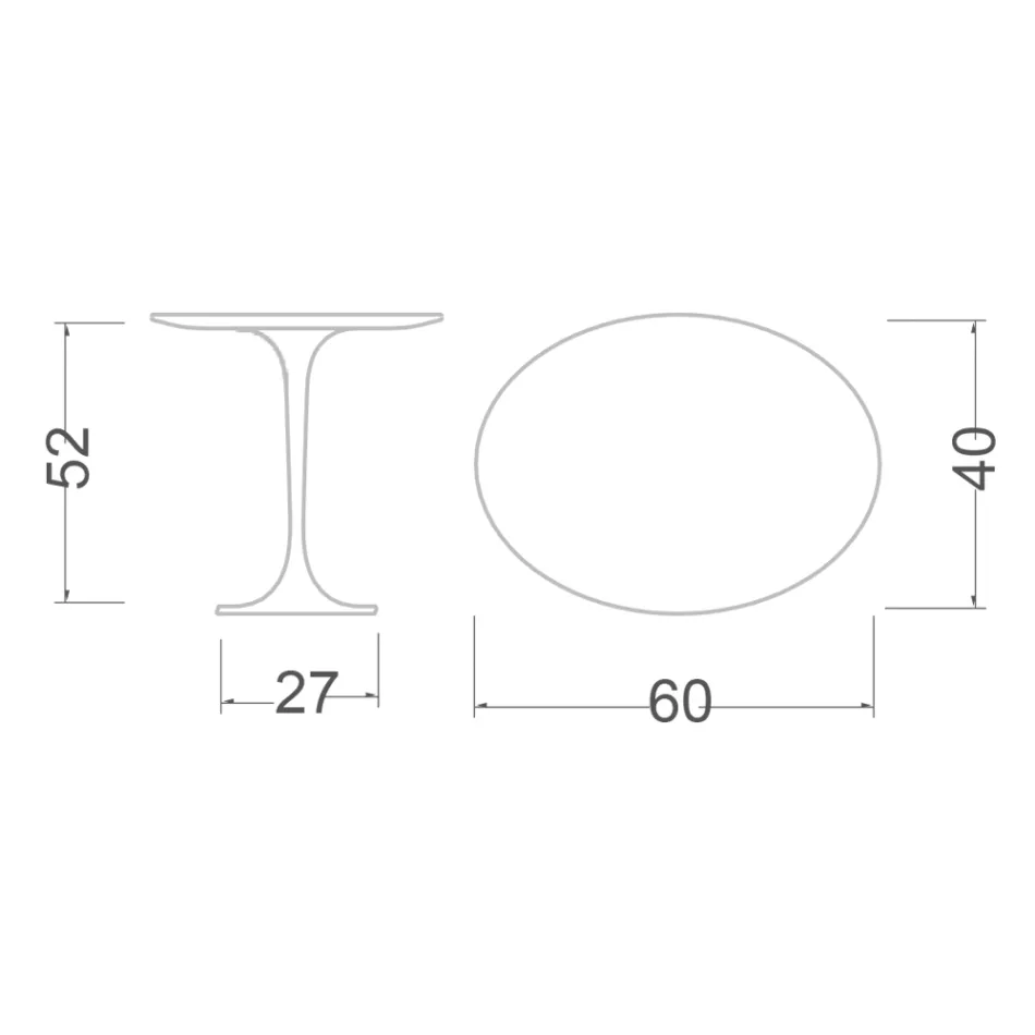 طاولة قهوة توليب سارينن H 52 مع سطح بيضاوي من مادة مغلفة سائلة سوداء، صنع في إيطاليا - قرمزي Viadurini