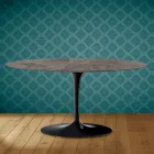 طاولة قهوة بيضاوية من توليب سارينن، ارتفاع 41 سم، مصنوعة من سيراميك كيرا، مصنوعة في إيطاليا، لونها قرمزي Viadurini