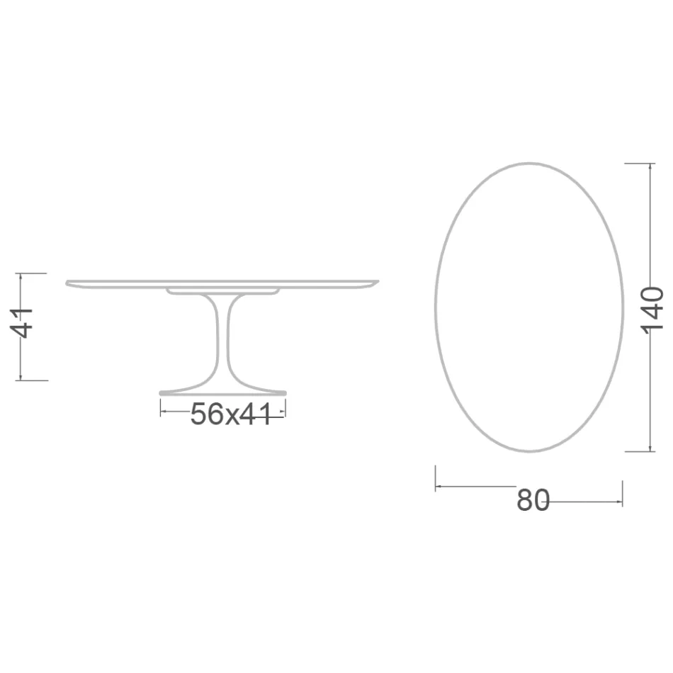 طاولة قهوة سارينين البيضاوية على شكل زهرة التوليب، ارتفاع 41 بوصة، مصنوعة من سيراميك سومنيا، صناعة إيطالية - لون قرمزي Viadurini