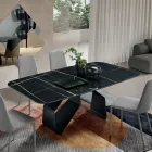 طاولة مقاس 210×110 سم بسطح سيراميك بتأثير الرخام وقاعدة معدنية - أدريانو Viadurini