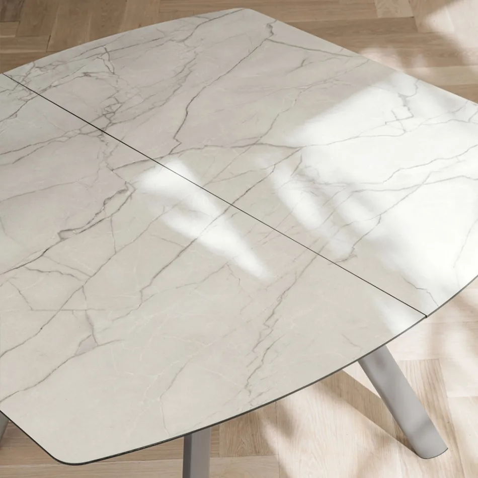 طاولة برميل قابلة للتمديد حتى ١٧٠ سم من ألواح HPL الطبقية - Convivio Viadurini